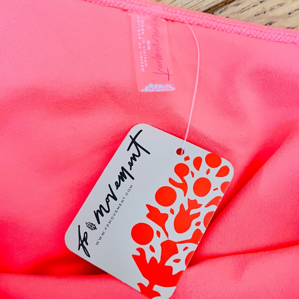 Free People Cinched in Cami One Shoulder Ruched Neon Coral Just Peachy Tank NWT - Picture 5 of 8